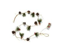 HEITMANN DECO Guirnalda de luces navideñas, 10 LED, funciona con pilas, interior, piñas de abeto, ramas de abeto, blanco cálido