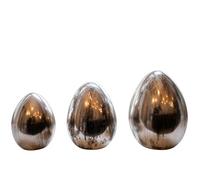HEITMANN DECO Huevos de Porcelana, Juego de 3, Plata Mate