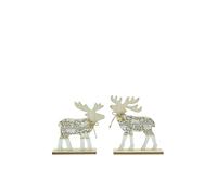 HEITMANN DECO Juego de 2 Ciervos de Madera con Campana