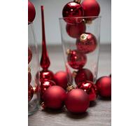 HEITMANN Deco Juego de 21 Bolas de Cristal + Punta de árbol, Adornos para Colgar en el árbol de Navidad, Color Rojo, Purpurina, 35,6 x 33,8 x 6,5 cm
