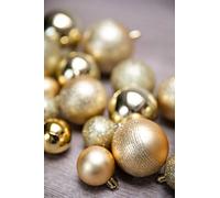 HEITMANN DECO Juego de 26 Bolas para árbol de Navidad, 4/6/8 cm, decoración navideña, para Colgar, en Diferentes tamaños, Bolas de plástico Doradas