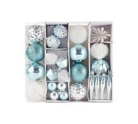 Heitmann Deco Juego de 29 Bolas de Navidad Surtidas - Adornos de Navidad Turquesa, Plateado y Blanco para Colgar - Adornos de Navidad de plástico Turquesa, Blanco y Plateado