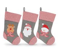 HEITMANN DECO Juego de Botas de Papá Noel de Fieltro, Color Gris, Rojo y Blanco con Tejido para Rellenar, Reno, Papá Noel y Cabeza de muñeco de Nieve