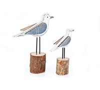 Heitmann DECO Moewe de Madera en pie, Juego de 2, Blanco/Azul/Natural, 13 x 7 x 21 cm, 2 Unidades de Medida