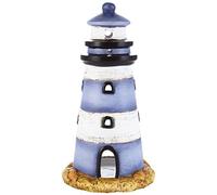 HEITMANN DECO - Portavelas Leuchturm de cerámica - Preciosa decoración marítima - para Mesa, salón y cómoda, 13,3 x 13,3 x 26 cm, Azul/Blanco