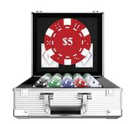 HEITOK Fichas de póquer con denominaciones, juego de 600 fichas de casino numeradas con peso de 11,5 g, 2 barajas con funda de aluminio compacta para Texas Hold'em, Blackjack