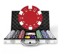 HEITOK Fichas de póquer, Juego de 300 fichas de póquer con Funda de Viaje de Aluminio, Resistente al Agua de 0.4 onzas, Juego de póquer para Texas Holdem Blackjack Gambling