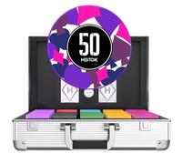 HEITOK Juego de fichas de póquer de 1000 piezas con denominaciones, fichas de casino numeradas con peso de 11.5 g, 2 barajas de cartas, funda de transporte compacta de aluminio, para Texas Hold'em y