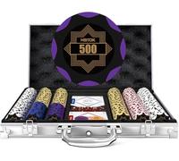 HEITOK Juego de fichas de póquer de arcilla para 300 piezas con denominaciones Professional Casino Blackjack, Texas Hold'em, una funda de transporte de alta gama