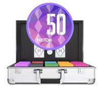 HEITOK Juego de fichas de póquer de casino de 1000 piezas con denominaciones, fichas con peso de 11.5 g, funda de transporte de aluminio compacta, 2 barajas, para Texas Hold'em y Blackjack