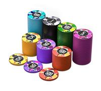 HEITOK Juego de Póker 100 Fichas Numeradas 11,5g Peso Profesional ABS con Inserto de Metal Maletín de Póker Portátil e Impermeable Set Casino para Texas Holdem Blackjack Noche de Juegos Adultos