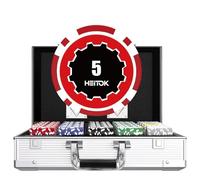 HEITOK Maletín de Póker Profesional 300 Fichas 11.5g - Set Texas Hold'em con Estuche de Aluminio, 2 Barajas, 5 Dados y Botón Dealer para Noches de Casino y Adultos