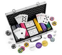 HEITOK Maletín de Póker Profesional 300 Fichas Numeradas 11.5g Peso Casino - Set Texas Holdem con Estuche Aluminio Reforzado, Botón Dealer Metálico y Barajas para Noches de Juego Adultos