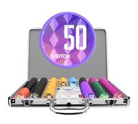 HEITOK Maletín de Póker Profesional 500 Fichas 11,5g Set de Casino Texas Holdem con Maleta de Aluminio 2 Barajas Cartas 5 Dados y Botón Dealer Juego de Mesa para Adultos y Fiestas