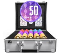 HEITOK Maletín de Póker Profesional 600 Fichas 11.5g Numeradas - Set Texas Hold'em con Caja de Aluminio Reforzado, 2 Barajas y Botón Dealer de Metal para Noches de Casino