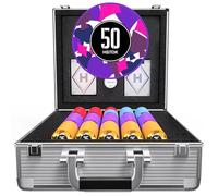 HEITOK Maletín de Póker Profesional 600 Fichas Numeradas 11.5g - Set Completo con Caja de Aluminio, 2 Barajas y Botón Dealer Metálico para Texas Hold'em