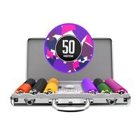 HEITOK Poker Chips Set with Denominations, 300pcs 11.5g Professional Numbered Chips with Aluminum Case Includes 5 Dice & 2 Decks of Pokers for Texas Hold'em