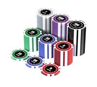 HEITOK Set de Póker con Valores, 100 Fichas Numeradas de 11,5 gr en Estuche de Cartón, $1-$500, para Juegos de Casino