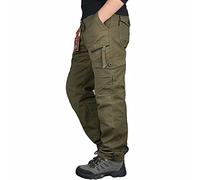 heitongmaoyi Pantalones de montañismo para hombre, de secado rápido, con botón y cremallera, verde, 34-37