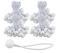 HEIYUET 100 Gomas Tensoras con Bola de 15 cm Blancas, Tensor de Lona con Bola para Tienda de Campaña, Lonas, Pancartas, Camping, Pabellones