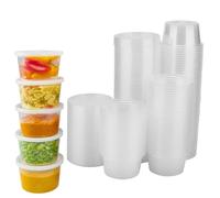HEIYUET 100 unidades de 100 ml mini recipientes de almacenamiento con tapa, recipientes de plástico para salsas congeladores, botes de ketchup de 4 onzas, recipientes de plástico pequeños para salsas,