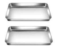 HEIYUET Juego de 2 bandejas de horno de acero inoxidable de 40 x 30 cm, rectangulares, para horno, 2,5 cm de profundidad, para hornear, asar, servir, apto para lavavajillas