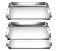 HEIYUET Juego de 3 bandejas de horno de acero inoxidable de 40 x 30 cm, rectangulares, para horno, 2,5 cm de profundidad, de acero inoxidable, aptas para horno, lavavajillas