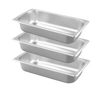 HEIYUET Juego de 3 cuencos para empanar, de acero inoxidable, 1/3 recipientes para empanar, 6,5 cm de altura de metal, recipiente gastronorm de acero inoxidable para la cocina