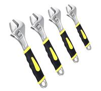 HEIYUET Juego de 4 llaves inglesas métricas, 150 mm, 200 mm, 260 mm, 300 mm, llave inglesa ajustable, 4 tamaños, juego de llaves ajustables para casa, garaje, taller, bricolaje