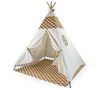 Hej Lønne Tipi para niños, Tienda de campaña Blanca con patrón Colorido, Aprox. 120 x 120 x 150 cm, Tienda de campaña para Juegos con Techo y Ventana, Incluye Bolsa e Instrucciones (Idioma español no