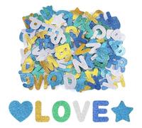 Hejo 196 PCS Pegatinas Letras de Espuma, Pegatinas de Goma EVA de Espuma Brillante, Alfabeto Autoadhesivo, Niños Aprendiendo (Azul Amarillo)