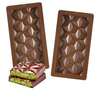 Hejo 2 Piezas Moldes de Chocolate Oscuro, Molde Turron Silicona Grueso, Molde para Chocolate Silicona No Pegajosos, Molde Barra de Caramelo Grandes para Chocolate, Jalea Dulce, Hielo (Marrón)