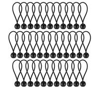 Hejo 35 Piezas 10cm Tensores Elásticos,Negro Cuerdas Elásticas con Bola Duradero Portátil, Cuerda Elástica de Ppolipropileno y Látex para Lonas, Pabellones,Tiendas de campaña, Camping