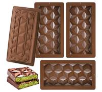 Hejo 4 Piezas Moldes de Chocolate Oscuro, Molde Turron Silicona Grueso, Molde para Chocolate Silicona No Pegajosos, Molde Barra de Caramelo Grandes para Chocolate, Jalea Dulce, Hielo (Marrón)