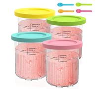 Hejo 4 Piezas Recipiente de Helado para Ninja Creami Deluxe Pints, 680 ML Recipiente de Helado para NC500 NC501, Dessert Tubs de Helado con Tapa y Cuchara, Accesorios para Ninja Ice Creami