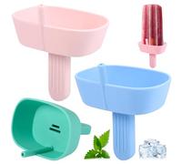 Hejo 4 Piezas Soportes para Helados Antigoteo, Porta Paletas de Silicona para Niños Portátil, Porta Hielo Reutilizable con Pajita para Casa, Adultos, Niños, Fiesta de Verano (4 Colores)