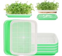 Hejo 5 Piezas Bandejas de Semillas, Bandejas Semilleros de Germinacion, Propagadores para Plantas Reutilizables,Bandejas para Macetas para Invernadero, Jardín, Verde (32,5 X 23,5 X5 cm)