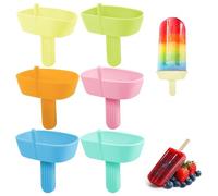 Hejo 6 Piezas Soporte para Helado Antigoteo, Porta Paletas de Silicona para Niños Portátil, Porta Hielo Reutilizable con Pajita para Casa, Adultos, Niños, Fiesta de Verano (6 Colores)