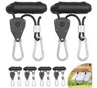 Hejo 6 Piezas Trinquete de Cuerda, 1/8" Rope Ratchet Con Gancho, 2,4 m Adjustable, Crimpado de Nylon Para Luz de Crecimiento Para Plantas, Camping