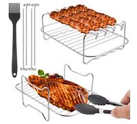Hejo Accesorios para Freidoras, Rejilla para Freidora de Aire de 2 para Freidora de Aire Dual Ninja, con 4 Pinchos + 1 Cepillo de aceite + 1 pinzas de cocina Rejilla Ideal para Cocinar