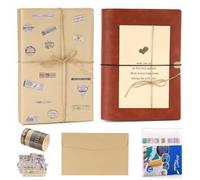 Hejo Album Fotos Scrapbook Kit, 23,3x17cm, 120 Páginas, 6 Anillas, Marrón | DIY Album de Fotos, Tapa de Piel Sintética, Libro Recuerdos Vintage para Scrapbooking, Regalo para Bodas, Cumpleaños, Navidad