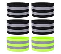 Hejo Bandas Reflectoras, 6 Banda de Seguridad Reflectantes, Cinturones de Seguridad Reflectantes Ajustables (35 a 50 cm), Brazaletes Reflectantes para Correr y Montar en Bicicleta de Noche