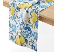Hejo Camino de Mesa con Patrón de Limón, 40 x 250 cm, Reutilizables | Corredor de Mesa de Verano, Tapete Mesa Comedor de Primavera y Verano, Camino de Mesa de Lino para Casa, Fiesta, Festivales