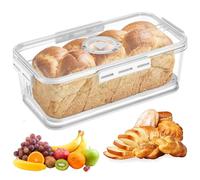 Hejo Contenedores para Cocina, Mini Panera Tupper Plastico, Contenedores de Almacenamiento de Pan con Registro de Tiempo, Caja de Pan de Plástico con Tapa para Pan, Pastel, Galletas (Gris)