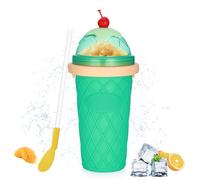 Hejo Cup, Mug Congelado de Silicona, Vaso Granizado Reutilizable con Pajita y Cuchara 2 en 1, Vaso Congelador para Familias al Aire Libre (Verde Claro)