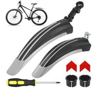 Hejo Guardabarros Bicicleta, 2 Piezas Universal Guardabarros Delantero y Trasero para Bicicleta,Guardabarros Ajustables con 2 Piezas Pegatinas Reflectantes,para 24-29 Pulgada Bicicleta (Gris)