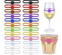 Hejo Marcadores de Copas, 24PCS(12 colores diferentes) Marca de Copa de Silicona Reutilizable Marca de Vidrio de Recepción de Fiestas Marca de Accesorios de Vino