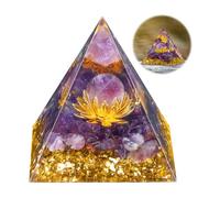 Hejo Pirámide de Cristal, Piedra Lunar Energía Cristal Orgonita Pirámide, Flor de la Vida Cristal Orgonita Pirámides, Naturaleza Reiki Cristales para Curación Chakra Meditación (Amatista)