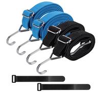 Hejo Placa Ajustable Cuerda Elastica con Ganchos, 2 Tamaño Elasticas Pulpos Elasticos, Fuerte Elasticidad Elastica con Ganchos Resistente para Equipaje Fijo y Carga móvil(2x2M Azul, 2x1M Negras)