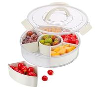 Hejo Snack Box Plato Aperitivos con Compartimentos,30x30x8cm Bandejas Plastico para Snacks, Plato de Aperitivos con 6 Compartimentos, Soporte para Snacks con Asa, Soporte para Frutas, Frutos Secos